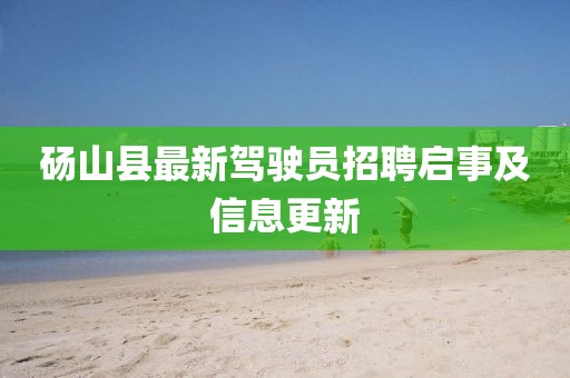 碭山縣最新駕駛員招聘啟事及信息更新