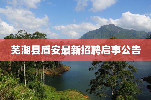 蕪湖縣盾安最新招聘啟事公告