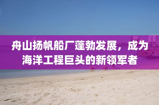 舟山揚(yáng)帆船廠蓬勃發(fā)展，成為海洋工程巨頭的新領(lǐng)軍者