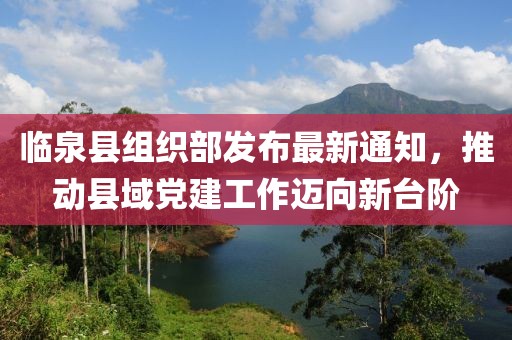臨泉縣組織部發(fā)布最新通知，推動縣域黨建工作邁向新臺階