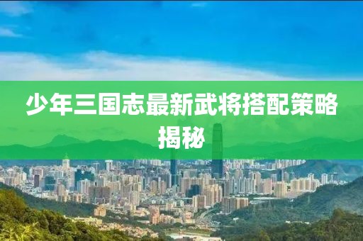 少年三國(guó)志最新武將搭配策略揭秘