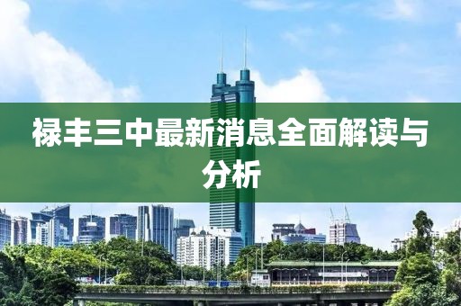 祿豐三中最新消息全面解讀與分析