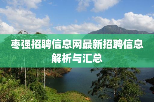 棗強招聘信息網(wǎng)最新招聘信息解析與匯總