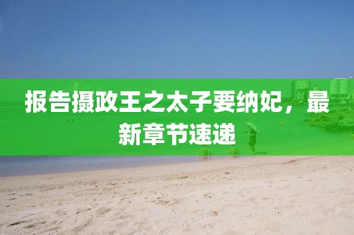 報告攝政王之太子要納妃，最新章節速遞