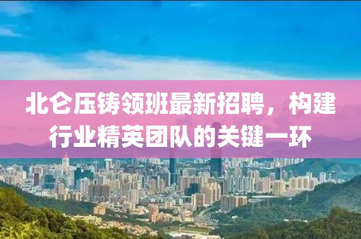 北侖壓鑄領(lǐng)班最新招聘，構(gòu)建行業(yè)精英團(tuán)隊(duì)的關(guān)鍵一環(huán)