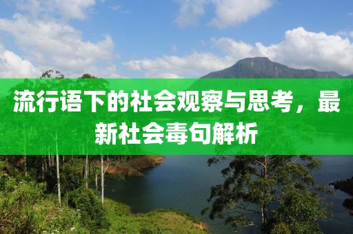 流行語下的社會(huì)觀察與思考，最新社會(huì)毒句解析