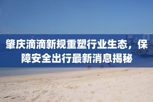 肇慶滴滴新規(guī)重塑行業(yè)生態(tài)，保障安全出行最新消息揭秘